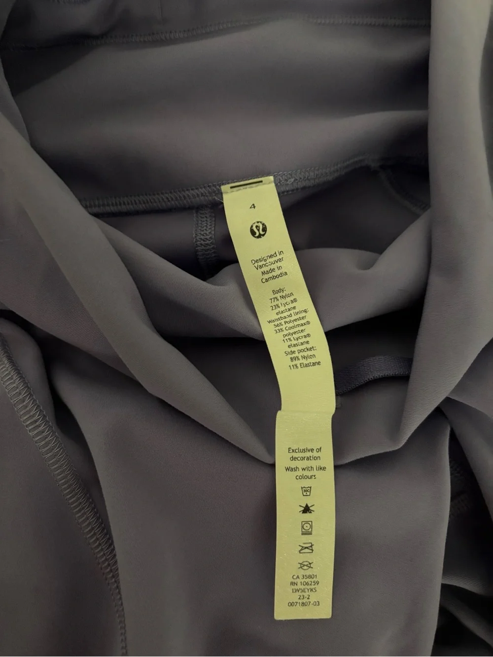 Lululemon High-Waist Athletic Leggings in Slate Blue w/side pockets size 4